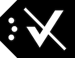 BC Consent Non-Verified Label icon. Black tag shape with a white checkmark and a diagonal line through it in the center. On left side are three white dots.