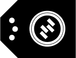 BC Research Use Label icon. Black tag shape with four rectangles inside two concentric circles. On left side are three white dots.